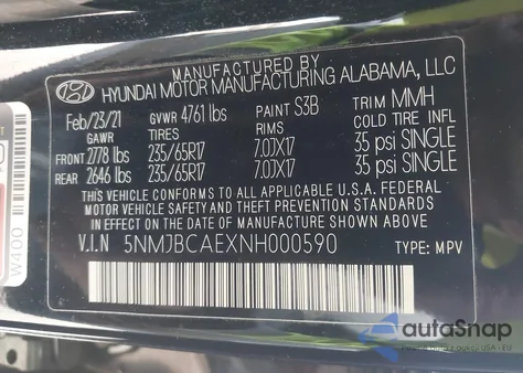 2022 Hyundai Tucson Sel from USA, damaged, VIN 5NMJBCAEXNH000590